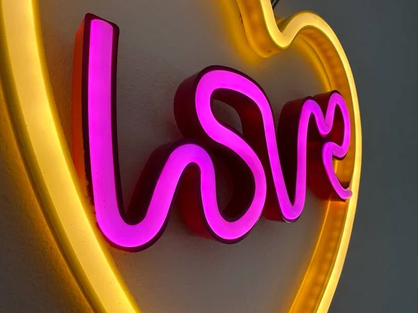 Cropped Close Neon Love Sign — Photo