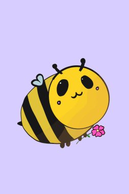 Sevimli arı pembe çiçek çizimi taşıyor.