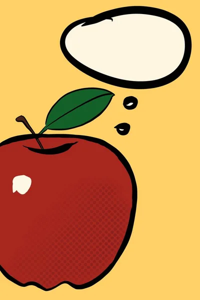 Hand Drawn Red Apple Empty Speech Bubble Illustration — Stock Photo, Image