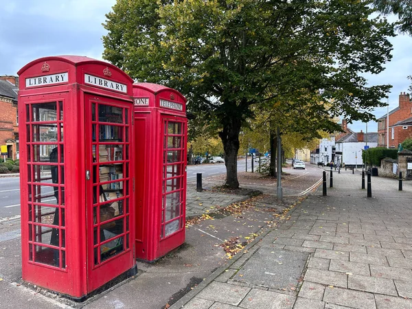 Red English Phonebooth Library Town Center Copy Space — Stock Photo, Image