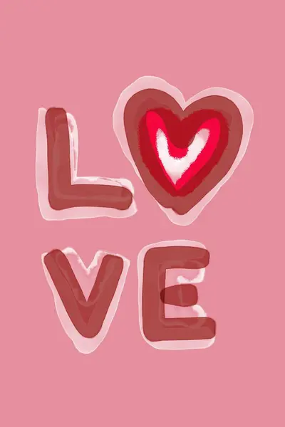 Αγάπη Μια Καρδιά Χειροποίητη Απεικόνιση Κάρτα Ημέρα Του Αγίου Βαλεντίνου — Φωτογραφία Αρχείου