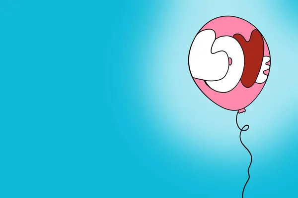 Rosa Kärlek Baloon Blå Bakgrund Illustration — Stockfoto