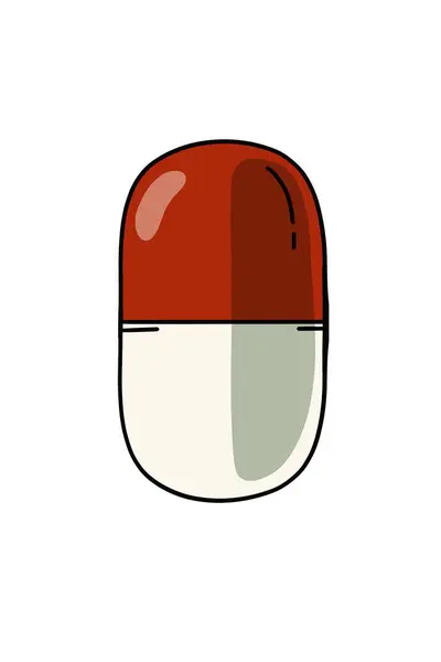 Icono Ilustración Cápsula Píldora Medicinal Roja Blanca —  Fotos de Stock
