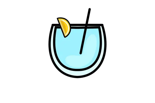 Ett Glas Med Stjärna Och Citron Cocktailservering Illustration — Stockfoto