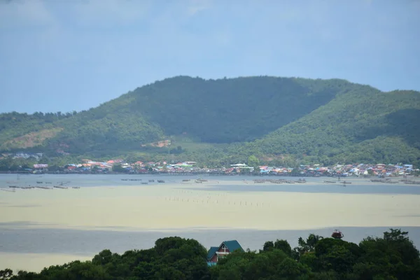 Staden Och Fiskesamhället Från Toppen Berget Den Högsta Punkten Koh — Stockfoto