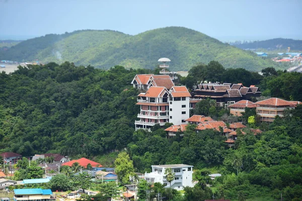 Miasto Społeczność Rybacka Szczytu Góry Najwyższym Punkcie Koh Yor Prowincja — Zdjęcie stockowe