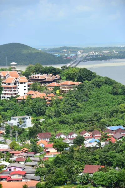 Město Rybářská Komunita Vrcholu Hory Nejvyšším Bodě Koh Yor Provincie — Stock fotografie