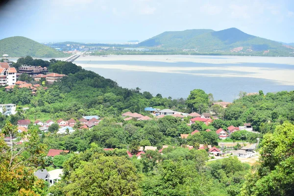 Miasto Społeczność Rybacka Szczytu Góry Najwyższym Punkcie Koh Yor Prowincja — Zdjęcie stockowe