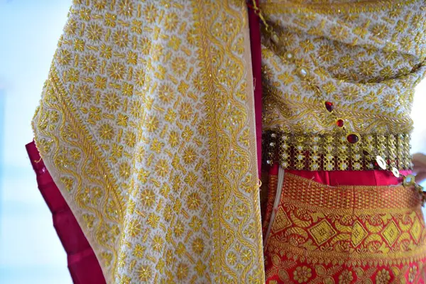 Крупним Планом Традиційна Тайська Весільна Сукня — стокове фото