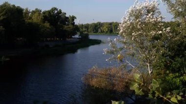 Kyiv Pechersk Lavra manastırı, çıplak dallı ağaçlarla mavi gökyüzüne karşı yükselerek, Ortodoks mimari mirasını ön plana çıkarıyor.