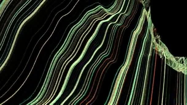 Abstract Movement Futuristic Cartoon Stripes Black Background Beautiful Stream Luminous — Video Stock