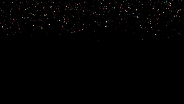 Colorful Confetti Falling Black Background — Stock Video