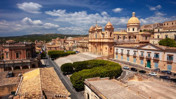 Noto Sicilia Italia Imagen Del Paisaje Urbano Aéreo Ciudad Histórica —  Fotos de Stock