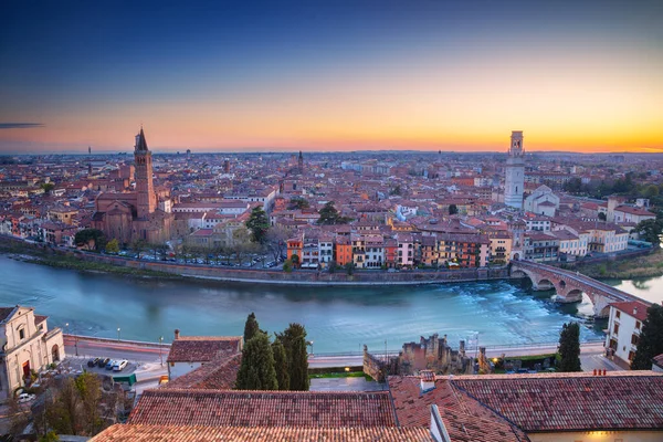 Verona Italien Flygfoto Verona Italien Vid Solnedgången — Stockfoto