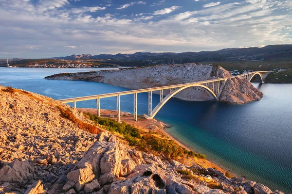 Krk Bridge Horvátország Krk Híd Képe Amely Horvát Krk Szigetet Stock Fotó