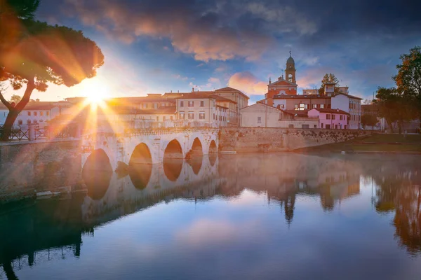 Rimini Italy Cityscape Image Historical Center Rimini Italy Sunrise Stock Photo