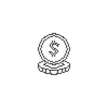 Dolar sikkeleri. Piksel resim çizgisi ikon vektör çizimi