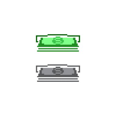 ATM, para çekme, para çekme. Piksel sanatı 8 bit ikon vektör çizimi