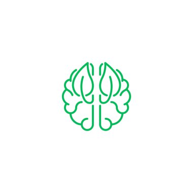 Beyin sağlığı, doğa beyni, pozitif akıl, eko. Vektör logo şablonu