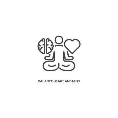 Balance heart and mind icon, meditation, yoga. Modern sign, linear pictogram, outline symbol, simple thin line vector design element template
