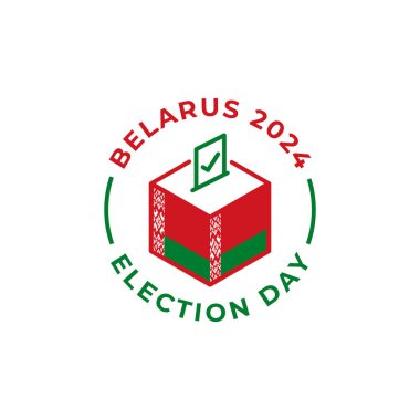 Belarus 2024 election day, voting. Vector icon label template