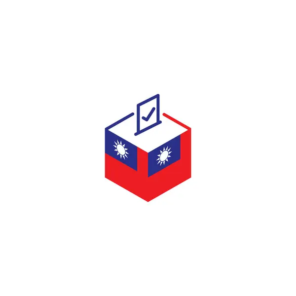 Taiwan Verkiezingsconcept Democratie Stembus Met Vlag Vector Pictogram Illustratie Stockvector