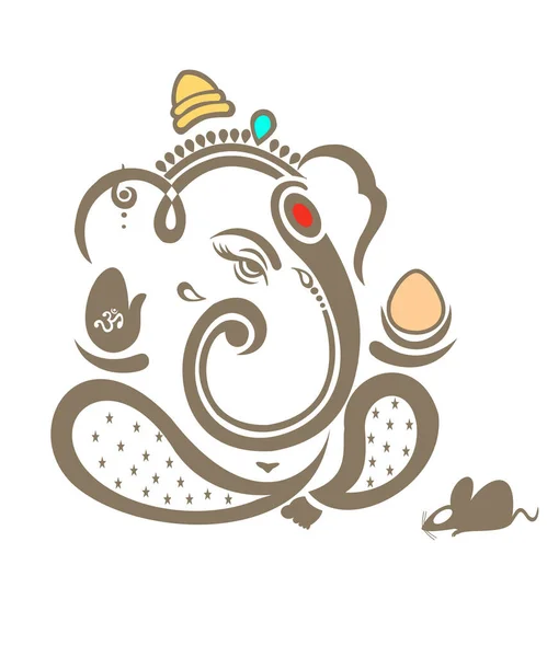 Ilustración Arte Línea Del Señor Hindú Ganesha Dibujo Sobre Fondo — Foto de Stock
