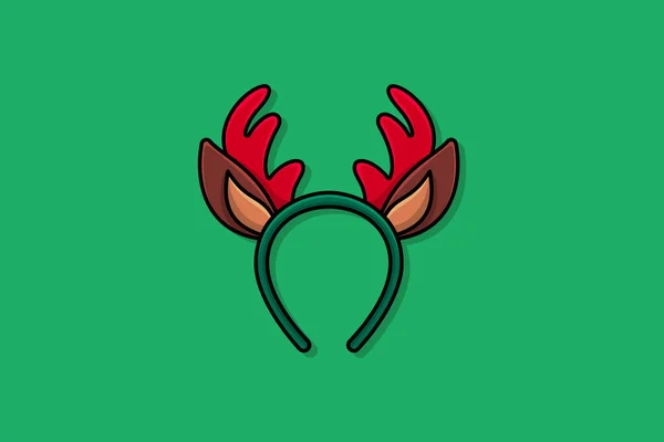 Christmas Reindeer Headband Vector Icon Illustration Winter Holiday Icon Design — Stock Vector