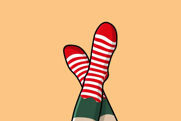 Christmas Socks Vector Icon Illustration Holiday Objects Icon Design Concept — Stock Vector