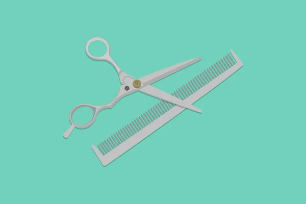 Hairdressing Shaving Scissor Hair Comb Vector Icon Illustration Barber Shop — Stock Vector