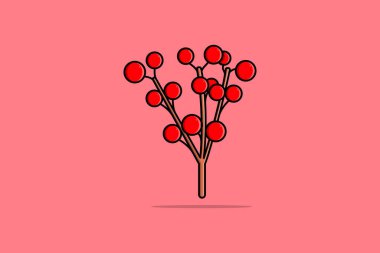 Kırmızı yuvarlak çiçek vektör çizimi. Çiçek ikonu tasarımı konsepti. Dekorasyon nesneleri, yapay çiçek, kırmızı çiçekler, bitki nesneleri, bahçe süslemesi.