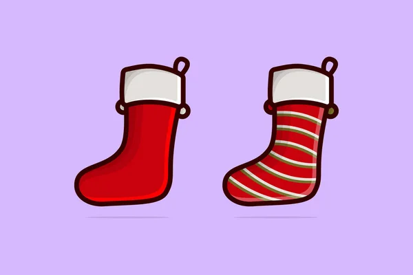 Noel Çorapları Vektör Ikonu Çizimi Tatil Nesneleri Simge Tasarımı Konsepti — Stok Vektör