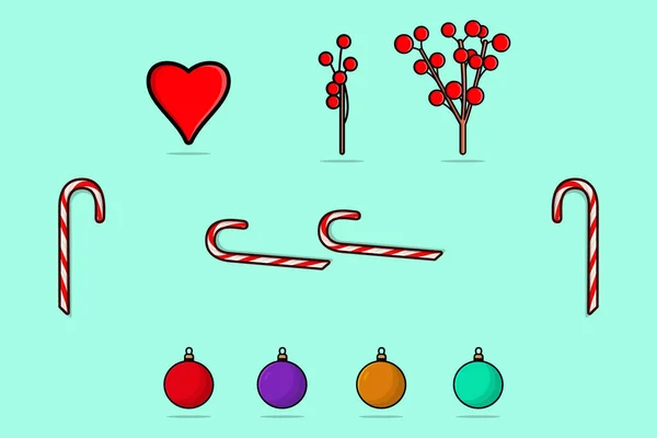 Set Decoraciones Navideñas Árbol Bulbos Ilustración Iconos Vectoriales Concepto Diseño — Archivo Imágenes Vectoriales