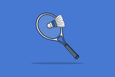 Badminton ve raket vektör çizimi. Spor nesnesi tasarım konsepti, spor hayatı, yaşam tarzı, spor oyunu, vücut sıcaklığı, spor oyunu, oyun yarışması, Badminton oyunu.