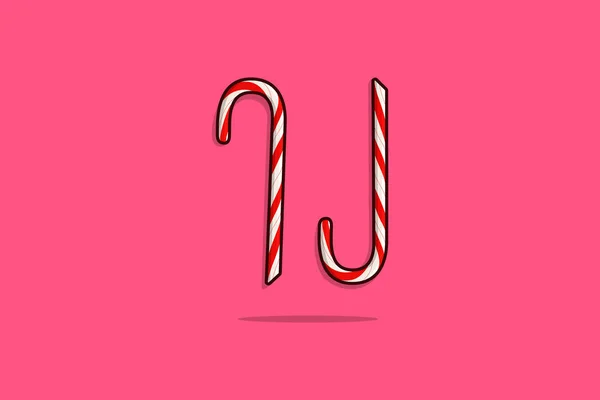 圣诞糖果棒对矢量图标图标 圣诞假期设计概念 — 图库矢量图片