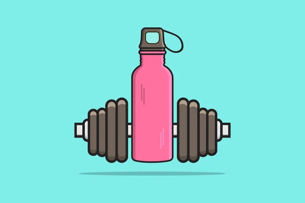 Gym Exercise Dumbbell Water Bottle Vector Icon Illustration Gym Fitness — 스톡 벡터