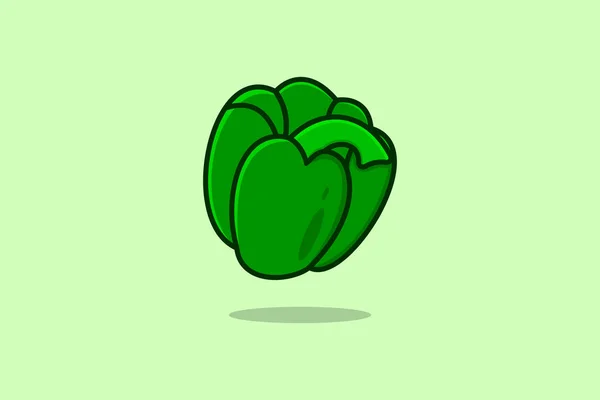 Grön Bell Pepper Vegetabilisk Vektor Illustration Mat Natur Ikon Koncept — Stock vektor