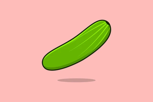 緑のキュウリの野菜のベクトル図 食品の自然アイコンの概念 ヘルシーな新鮮な野菜のキュウリのアイコンのデザイン — ストックベクタ