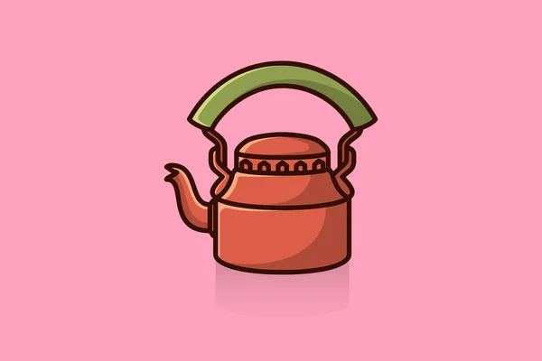 Красивая Векторная Иллюстрация Чайника Иконка Пищевых Продуктов Напитков Чайник Закрытой — стоковый вектор