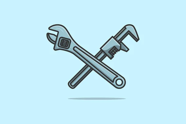 Verstelbare Moersleutel Pipe Wrench Gereedschap Vector Illustratie Mechanische Loodgieter Werktuig — Stockvector