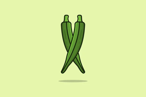 Grüne Vektorgrafik Des Okra Vektors Food Nature Icon Konzept Gesundes — Stockvektor