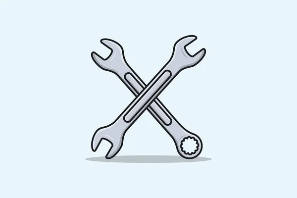 Wrench Tool Metric Spanner Wrench Vector Illustration Mechanic Working Tools — Stock Vector