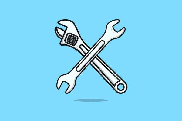 Adjustable Wrench Wrench Tool Vector Illustration Mechanic Plumber Working Tool — Stock Vector