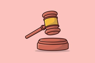 Wooden judge gavel and soundboard vector illustration. Justice hammer sign icon concept. Law and justice concept. clipart