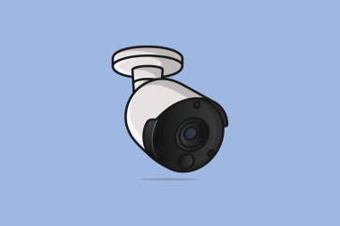 CCTV kamera aygıtı vektör çizimi. Bilim ve teknoloji nesneleri simge kavramı. Duvar ve tavan CCTV izleme sistemi kuruyor.