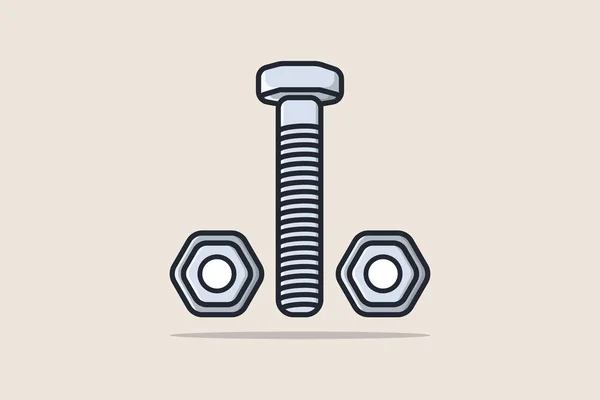 Structural Bolt Hex Nuts Vector Illustration Working Tools Equipment Icon — Stock Vector