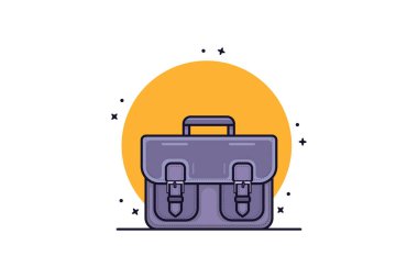 İş adamı ve ofis çantası vektör çizimi. İş nesnesi simgesi konsepti. Eğitim, öğrenme, iş, finans kavramı. Gri evrak çantası veya okul çantası vektör tasarımı.