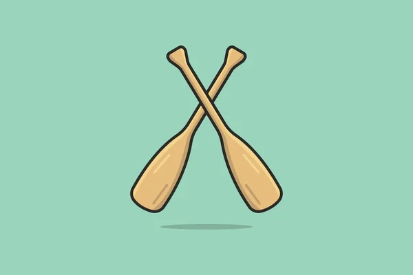 Two Wooden Oars Paddles Cross Sign Vector Illustration Water Transportation — Vettoriale Stock
