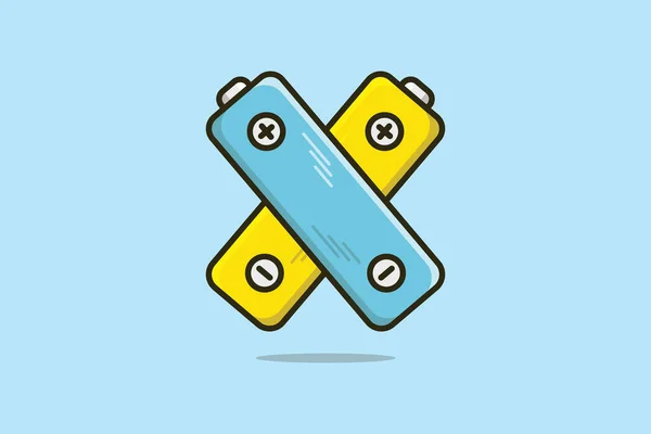 Cylinder Electric Batteries Vector Illustration Industrial Objects Icon Concept Two — Vector de stock