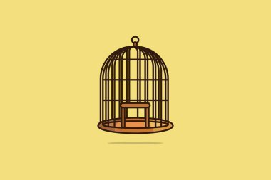 Birdcage with Open Door vector illustration. Animal nature object icon concept.